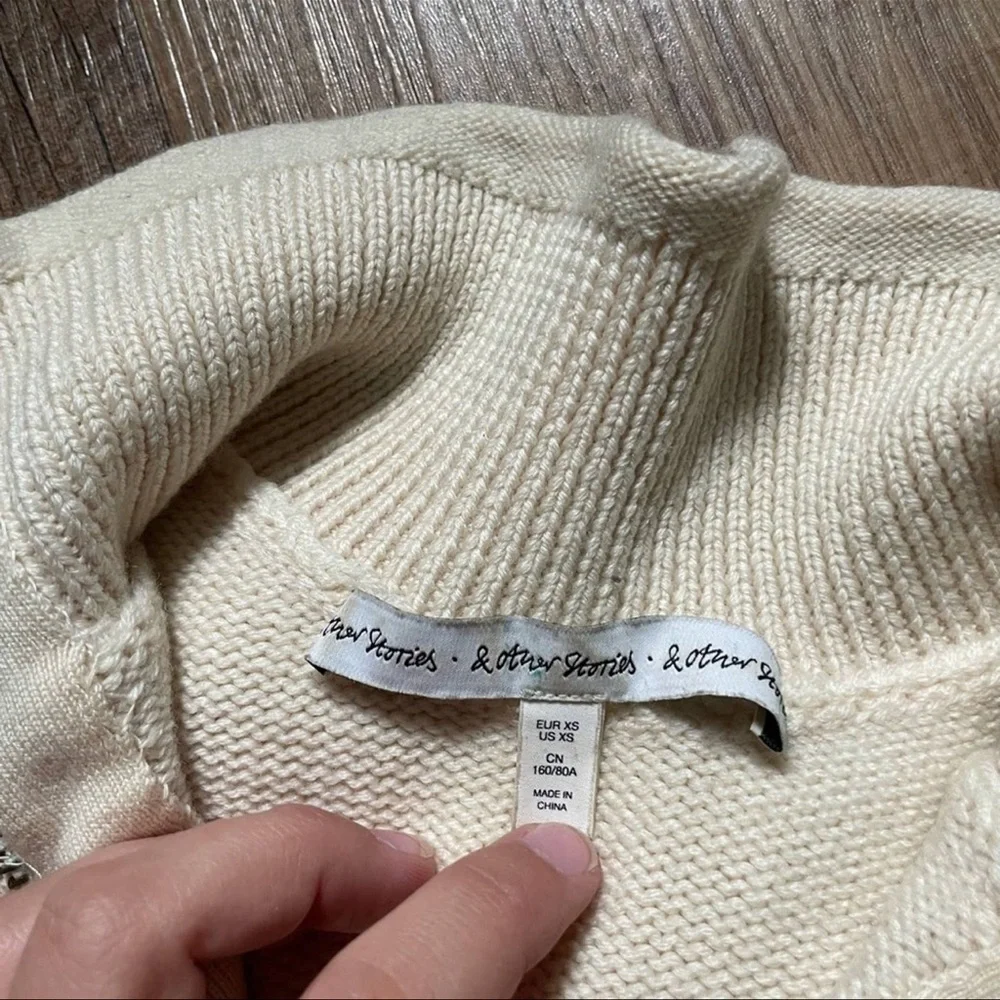 & Other Stories Cream Half Zip Sweater